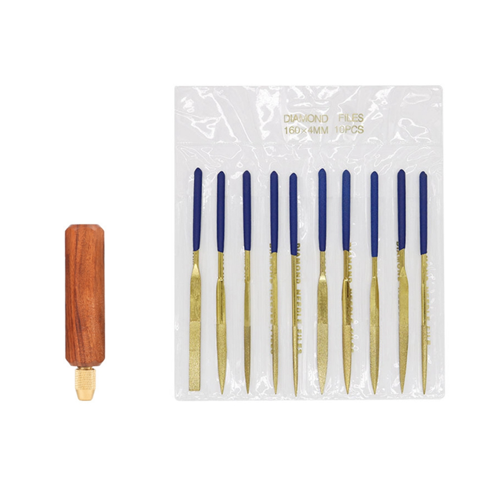 Saudism Solid Wooden Handle Acid Branch Diamond File 10Pc Rasp