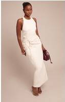 PrettyLittleThing Cream Racer Ruched Maxi Dress