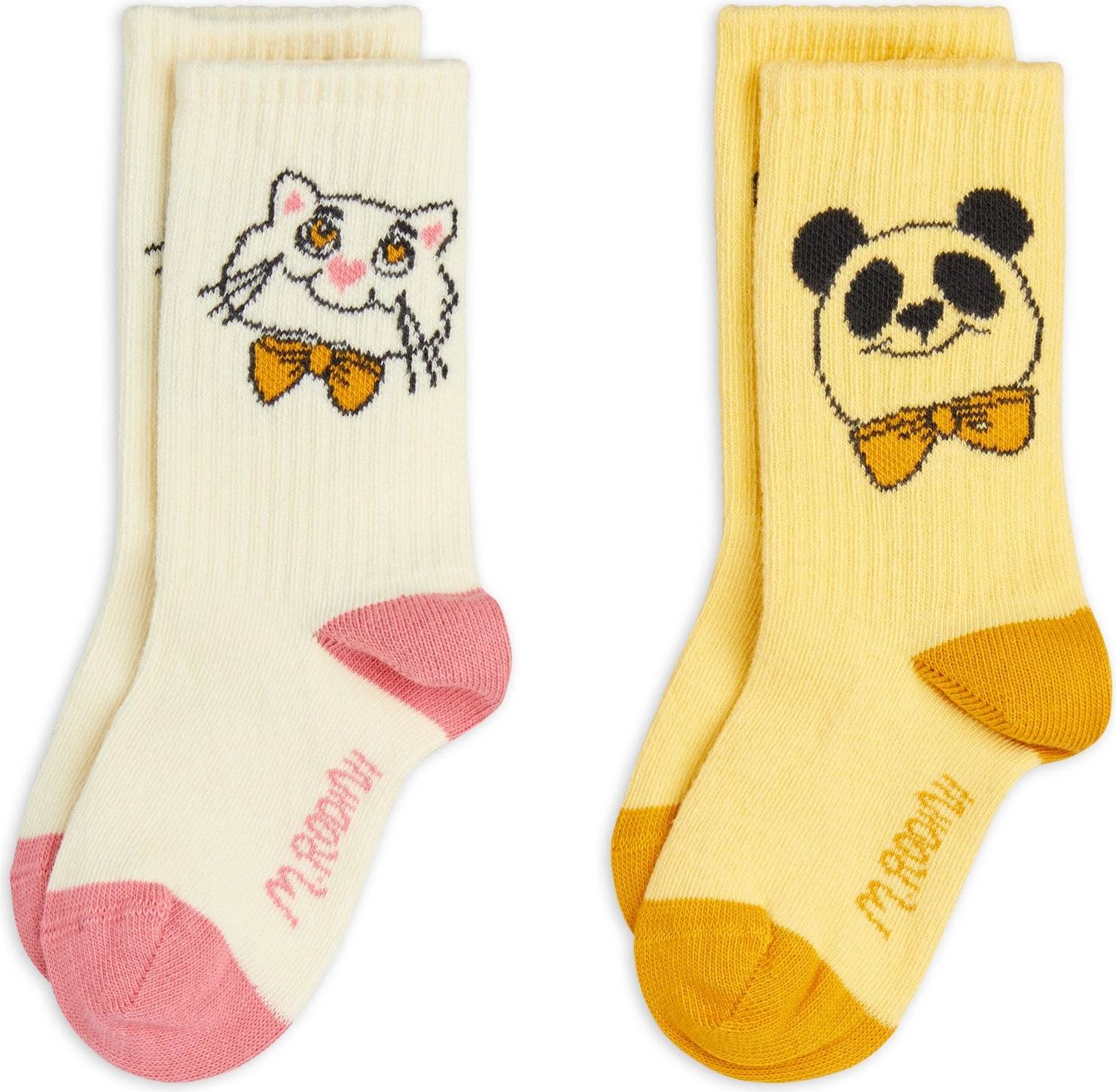 Mini Rodini Cat Panda 2-Pack Strumpor - Vit