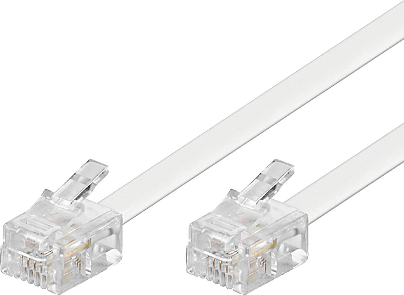 Goobay Modular 6P4C Flat RJ11 - RJ11 M-M White 10m