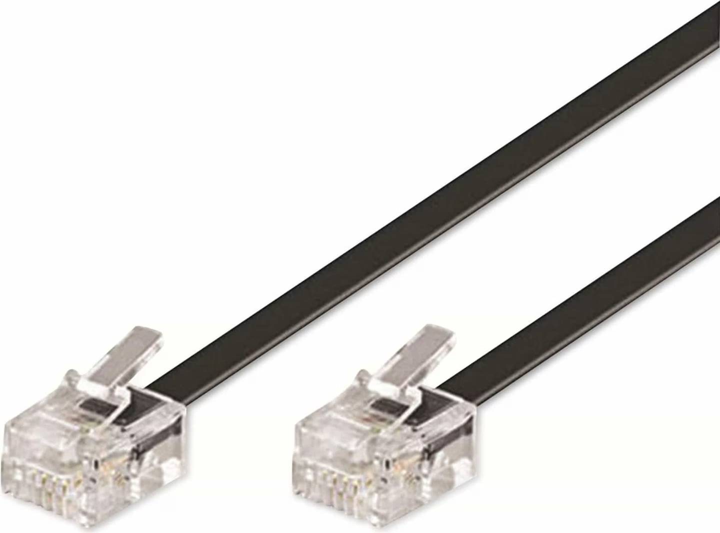 Modular 6P4C Flat RJ11 - RJ11 M-M Black