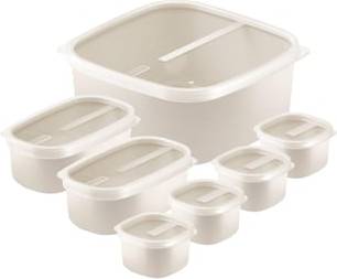 7 Pcs Beige Polypropylene Containers Set