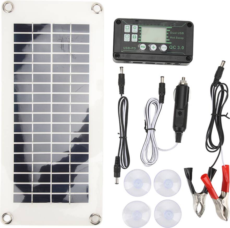 RV Solar Panel Kit 30W Polysilicon PET Battery