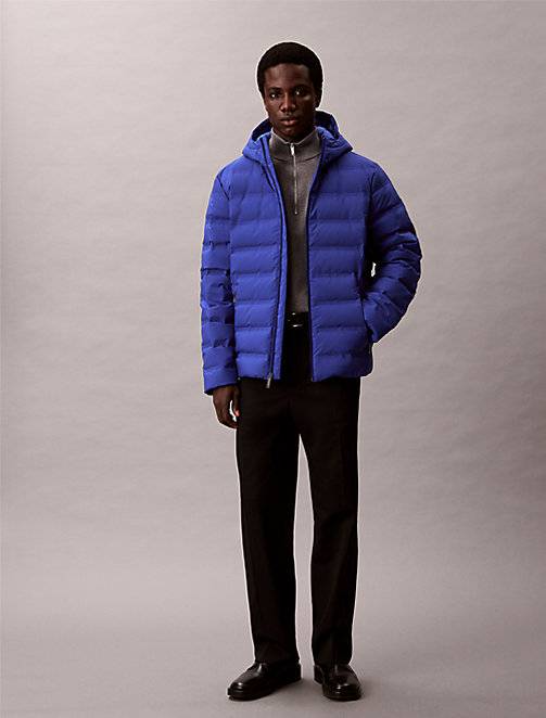 Calvin Klein Embossed Logo Quilted Puffer Jacket - Blue