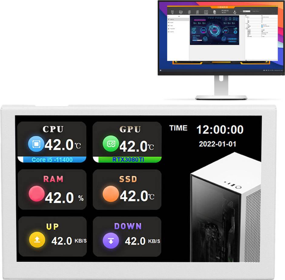 White pc monitor IPS USB Mini Screen 5 Inch Type C