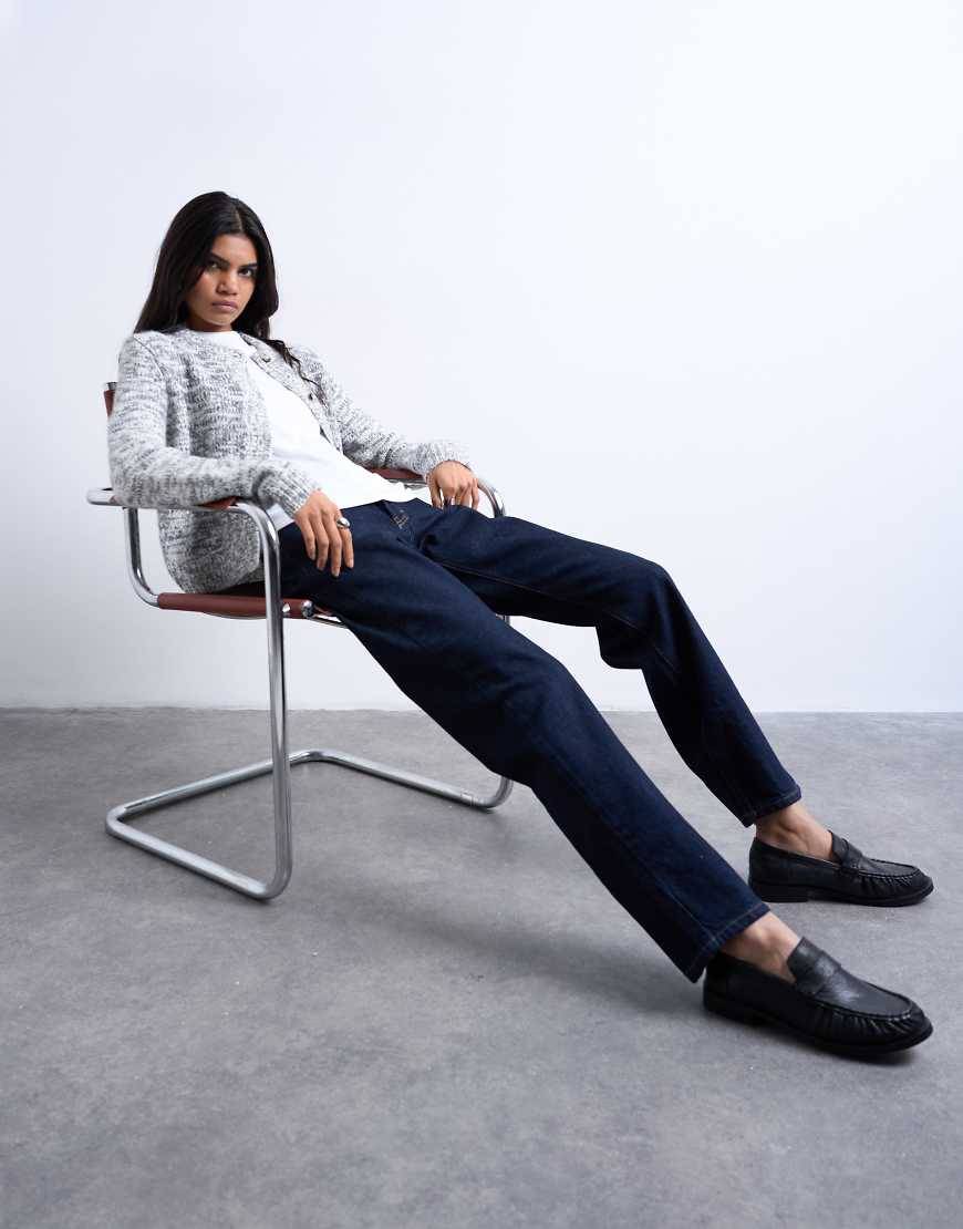Topshop Kort High Rise Straight Jean - Indigo Rinse