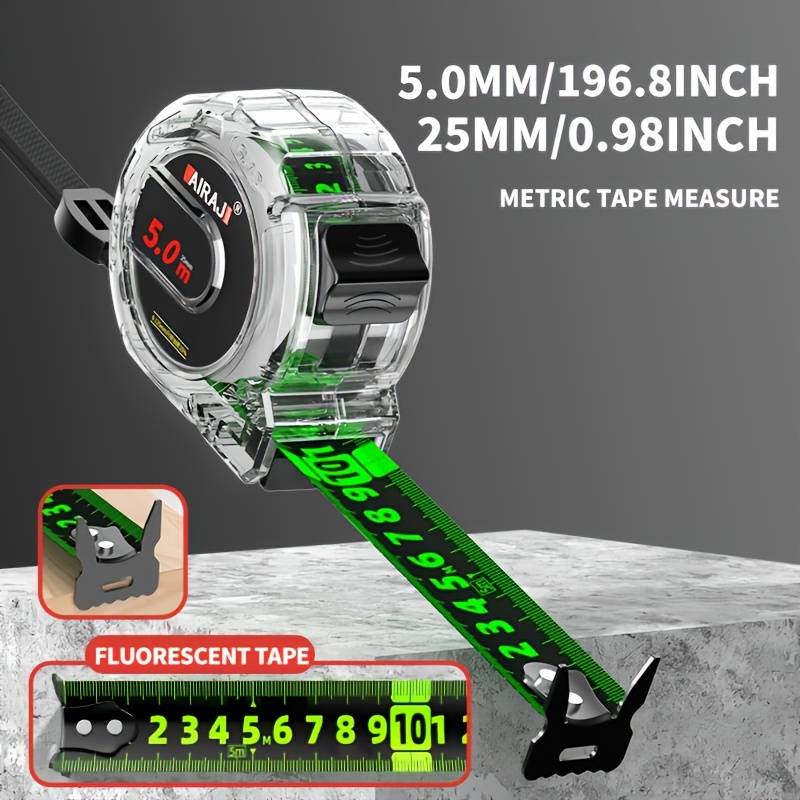 Temu Fluorescent Thickened Steel Meter Ruler Measurement Tape