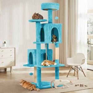Cat tree with scratching post 58-in Multi-Level Scratching Post Plush Cat Tree