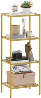 Homcom 4-Tier Modern Glass Shelf Bookshelf Shelving System