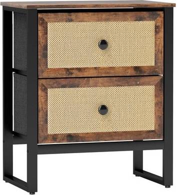 Homcom With 2 Rattan Drawers Bedside Table