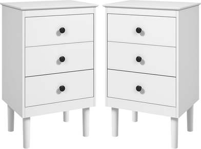 Homcom Set Of 2 With 3 Drawers Bedside Table