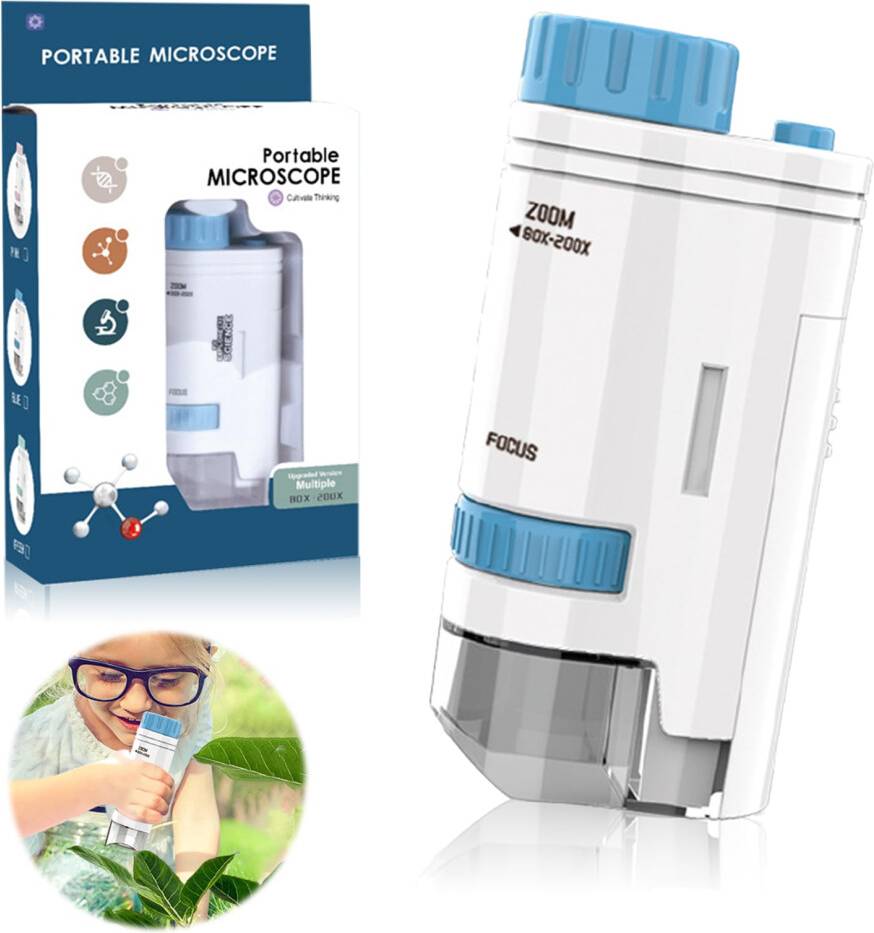 Mini Pocket Microscope 80X-120X With LED Light