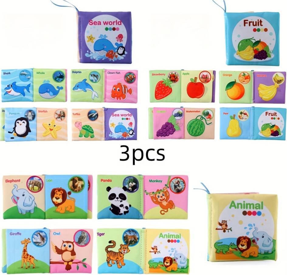 3pcs Soft Cognitive Cloth Book Set