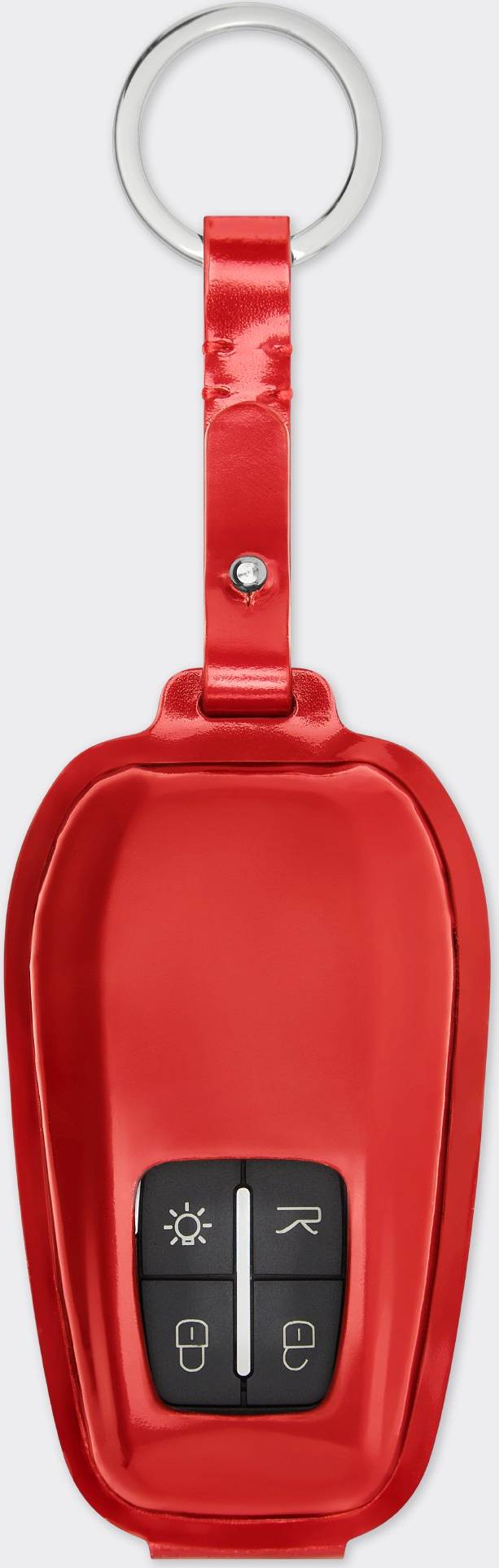 Ferrari Keyring In Glossy Leather Keychains - Rosso