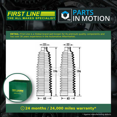 First Line Steering Rack Boot Fits Audi A8 D3 4.2 03 To 10