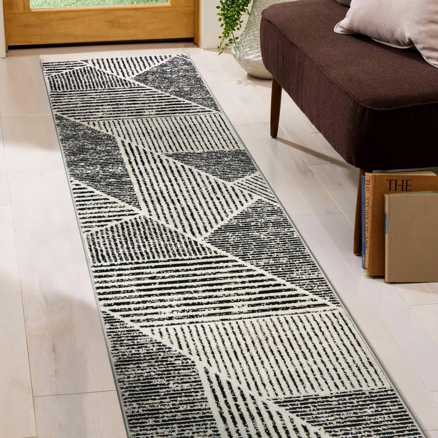 World Rug Gallery Contemporary Distressed Geometric Area