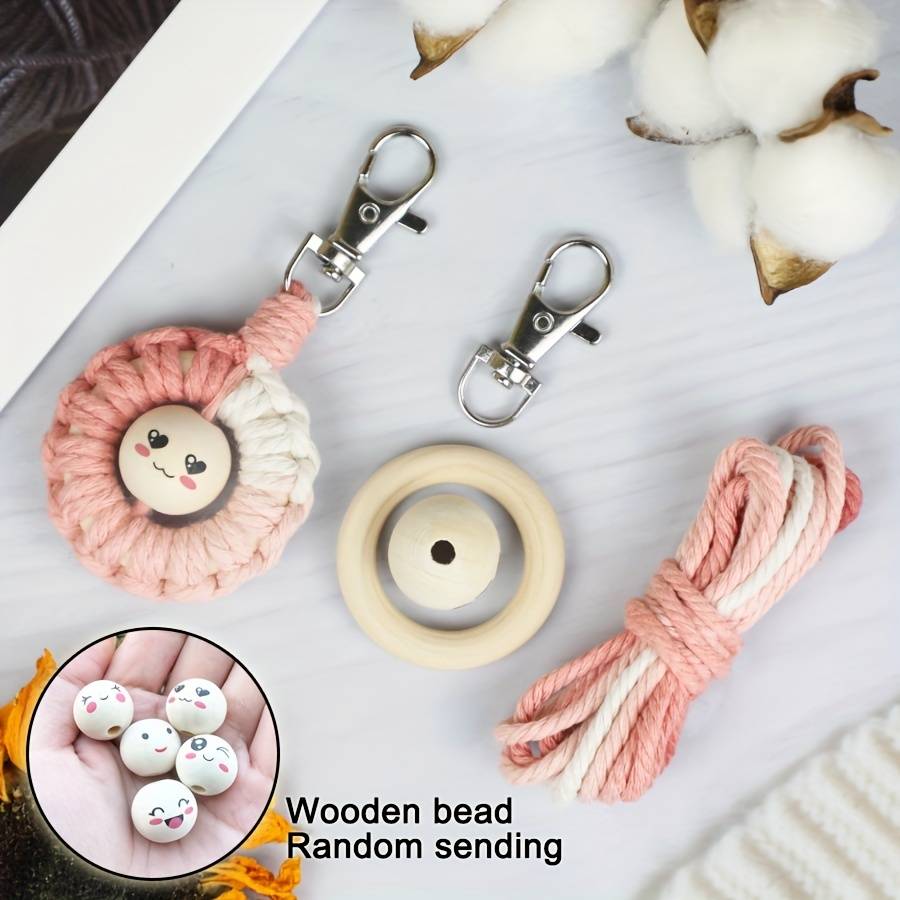 Temu Homemade Cute Small Flower Happy Face Keychain Set - Random