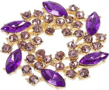 Uxcell Rhinestone Flower Brooch Pin Large Crystal Purple