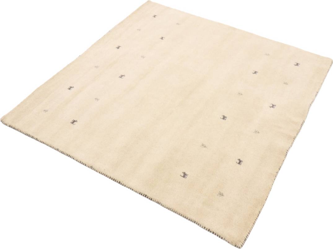 Handwoven Wool Gabbeh Uni White Rug 250 cm