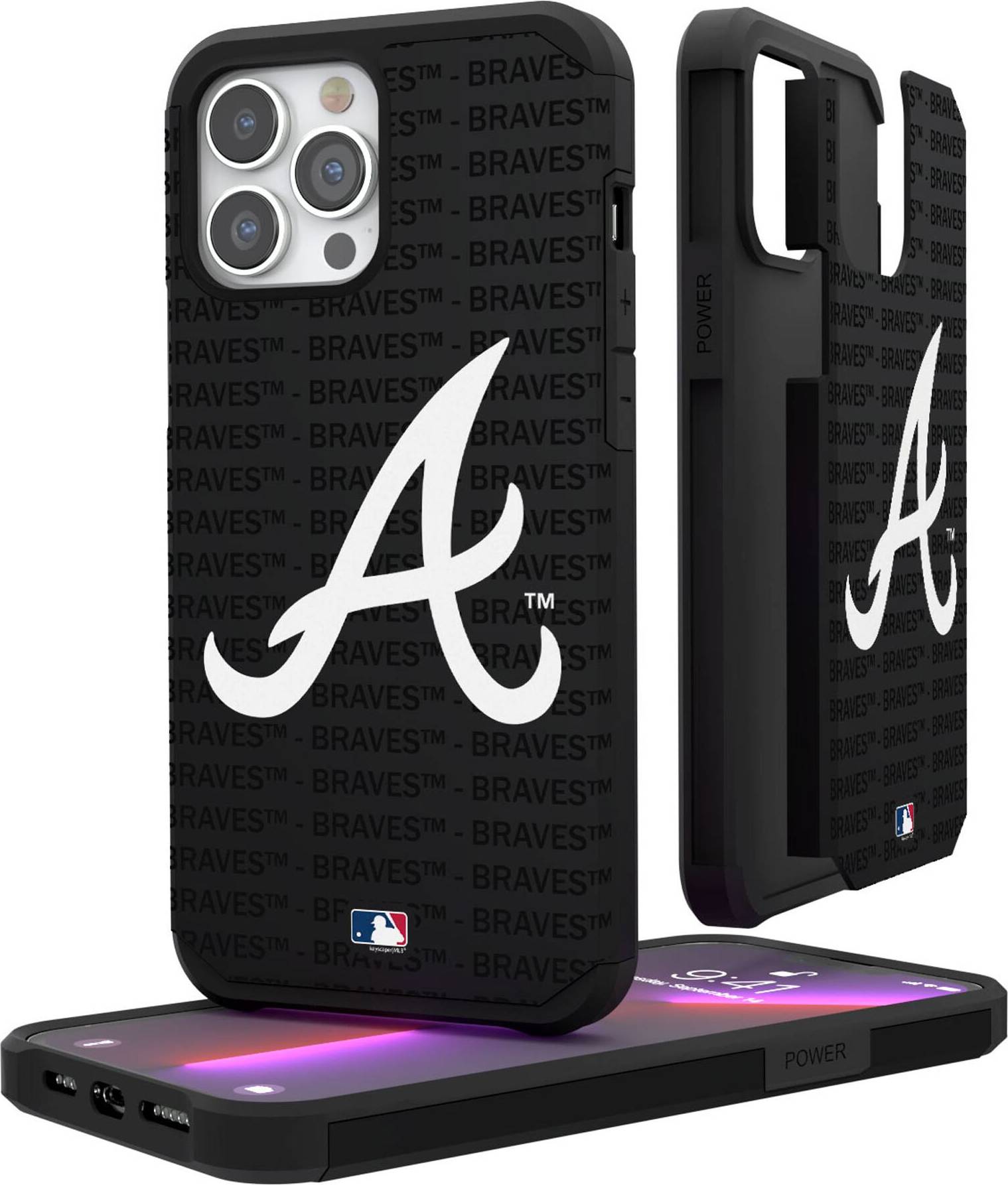 Keyscaper Atlanta Braves iPhone Text Backdrop Rugged Case 16 Plus