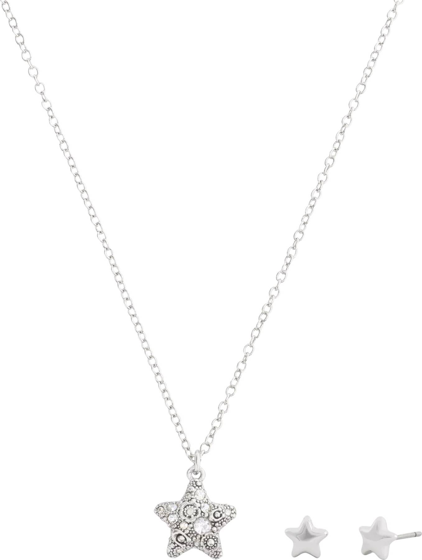 Coach Crystal Star Necklace Earring Set - Rhodium