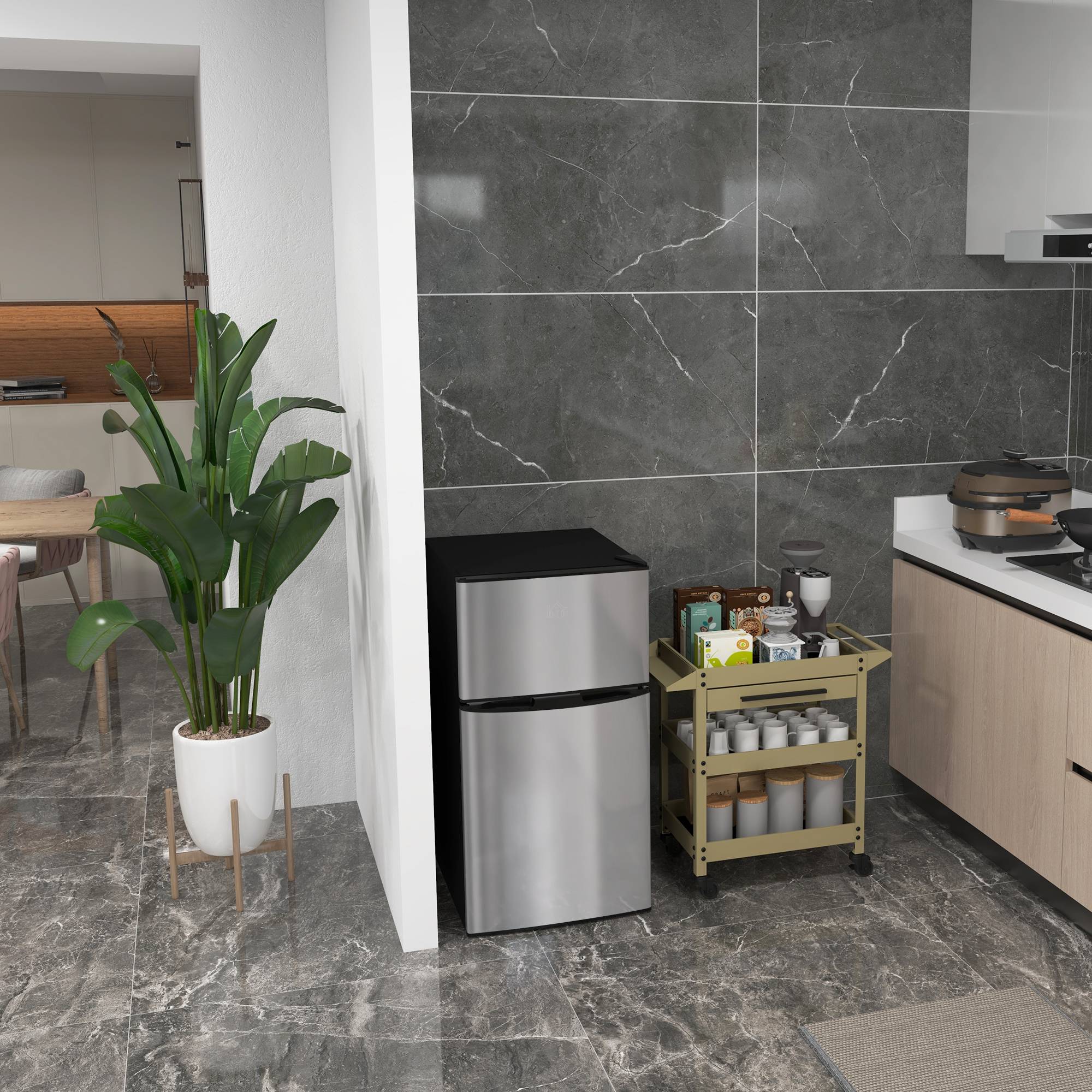 Homcom 88L Under Counter Fridge Freezer