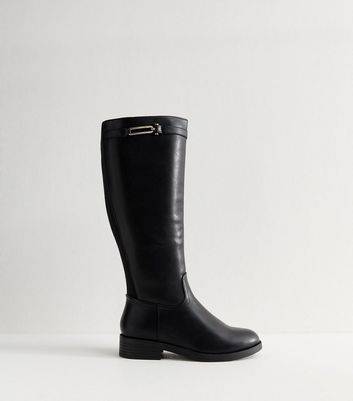 New Look Wide Fit Ridestøvler Med Spænde - Sorte