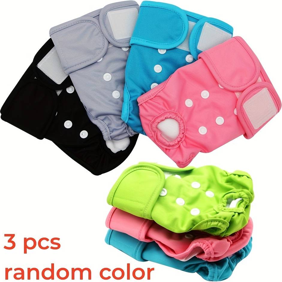 3 Pcs Random Color Washable Female Dog Diapers