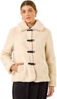 Roman Textured Borg Collared Jacket - Cream