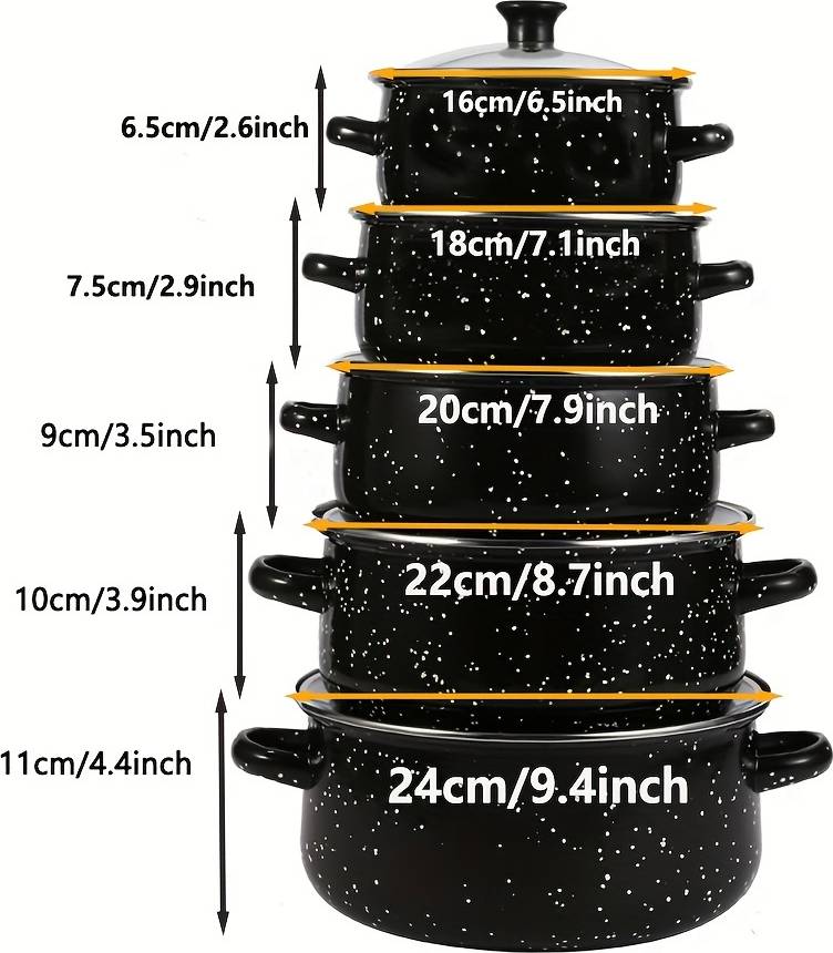 Temu 5pcs Enamel Lightweight Cookware Set