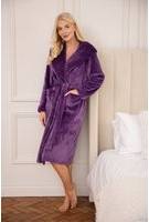 Camille Fleece Ribbed Collar Robe - Purple