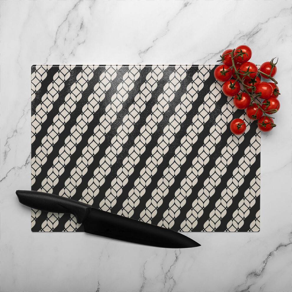 Benjamin Tate Design Striped Rope Pattern Glass Chopping Board