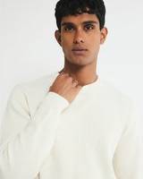 Knitted Rib Crew Neck - Ecru Neutral