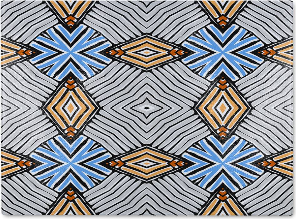 Benjamin Abstract Geometric Roughly Hatched Shapes One Size Chopping Board