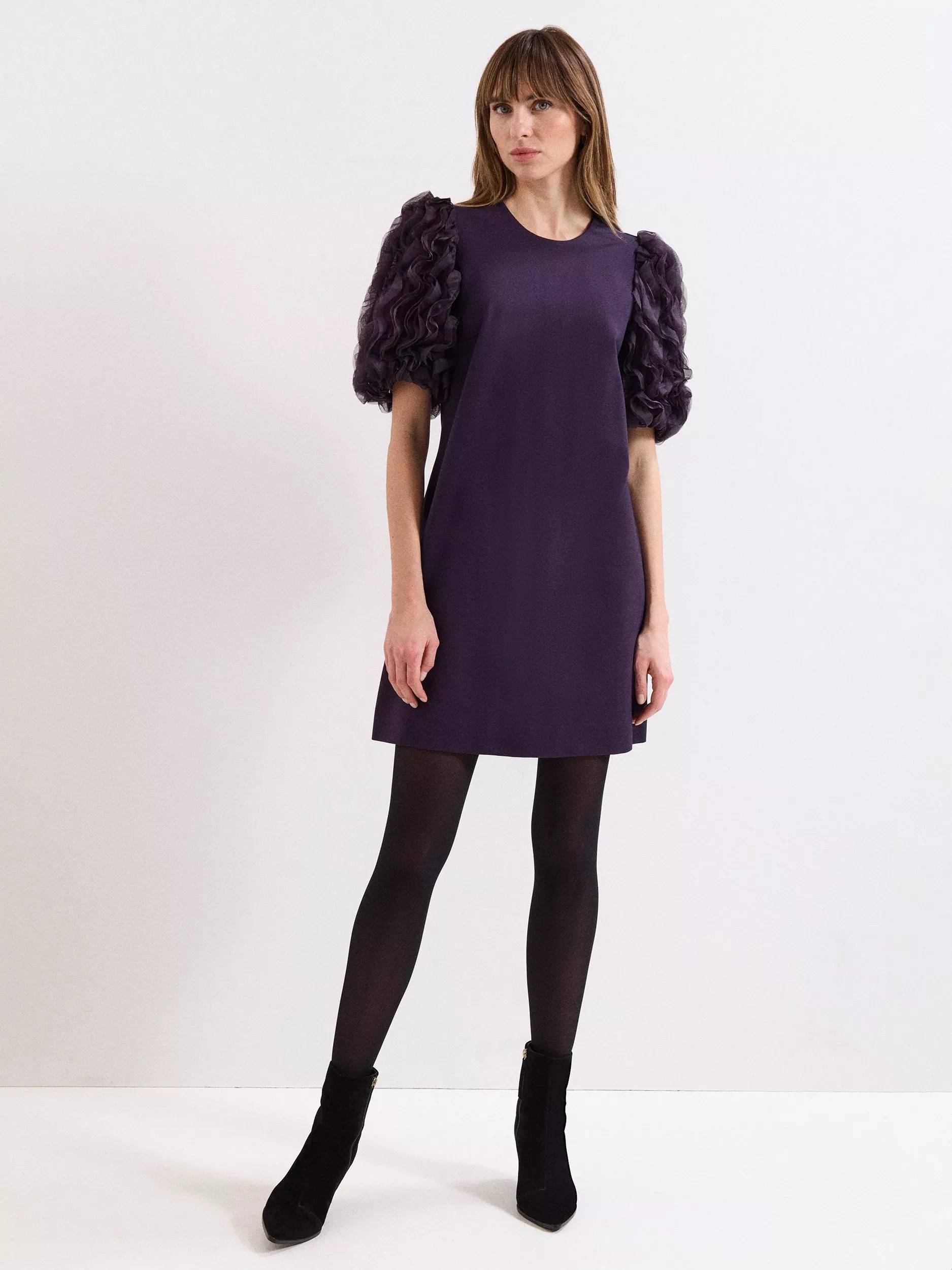 Phase Eight Aida Ruffle Sleeve Mini Dress - Purple