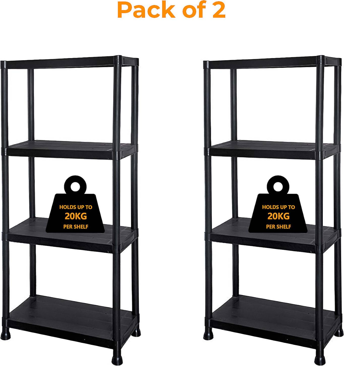 Crystals 4-Tier Plastic Racking Shelf One Size Shelving System