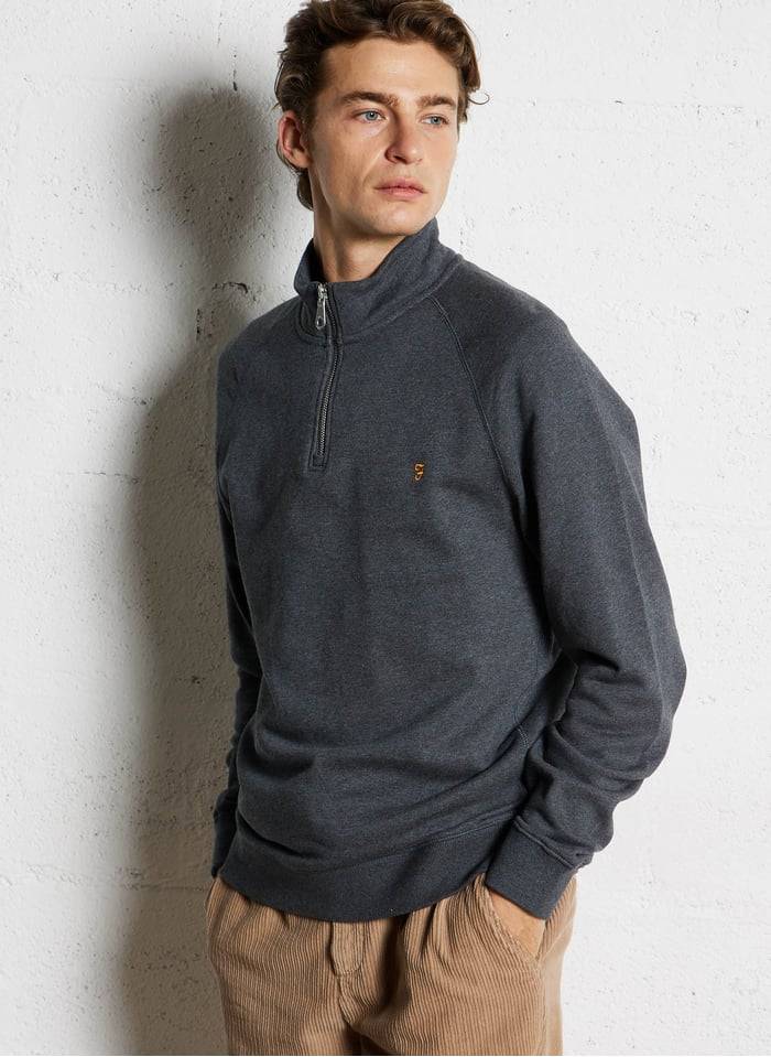 Sweat Col Zippé Coton Bio - Rouge