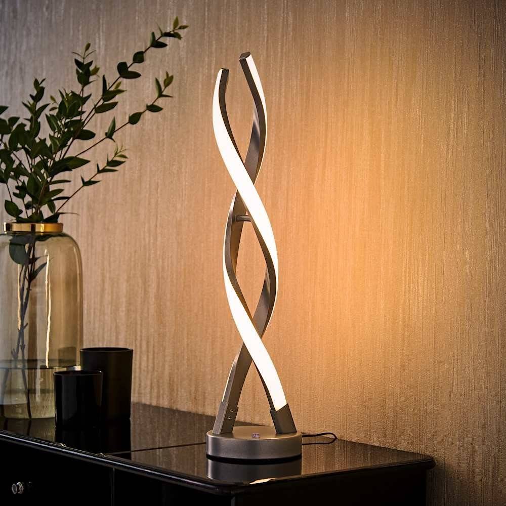 ValueLights Infinity Matte Double Twist Integrated LED Grey Table Lamp