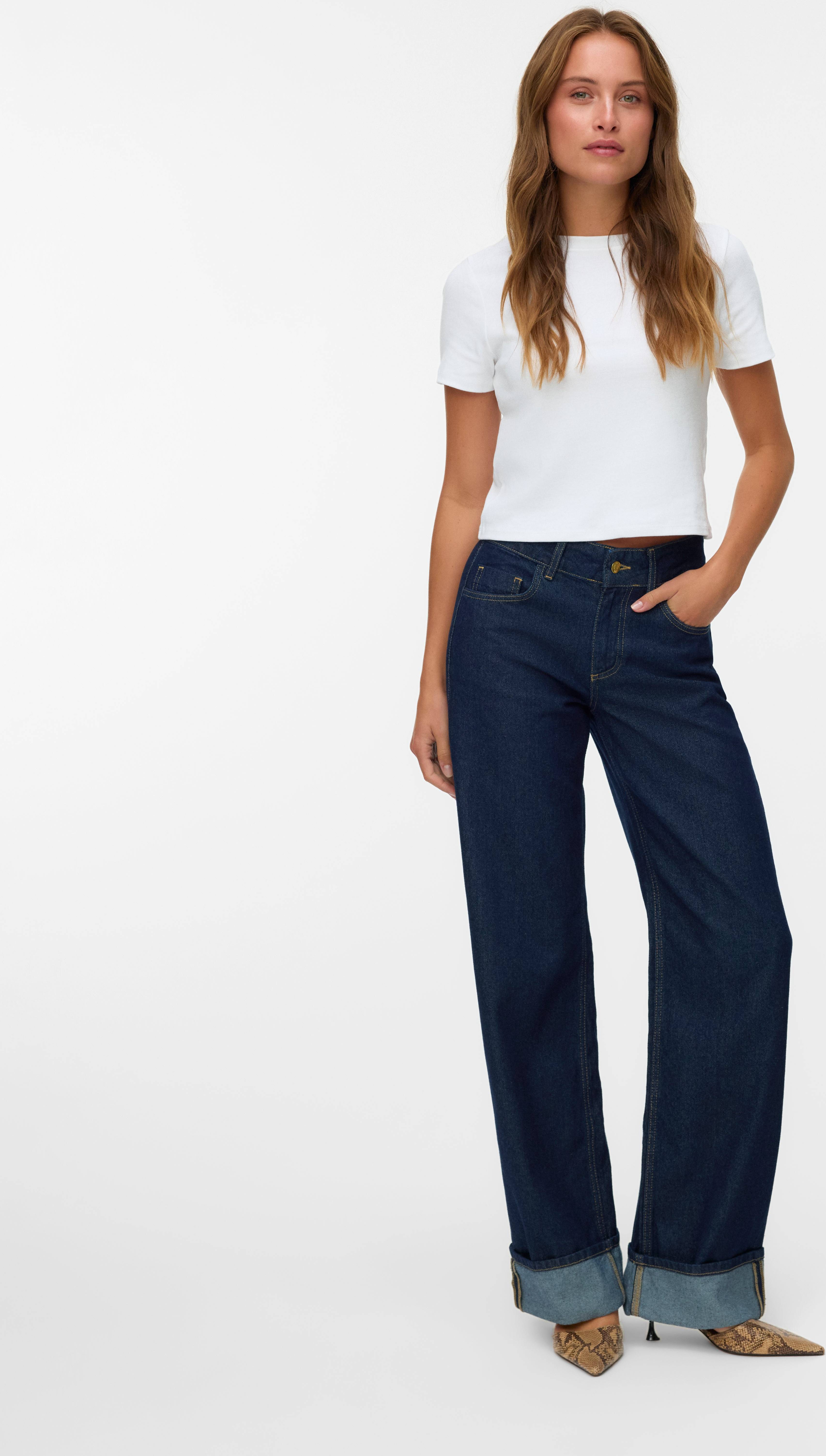 Vero Moda Mid Rise Wide Leg Fit Jeans