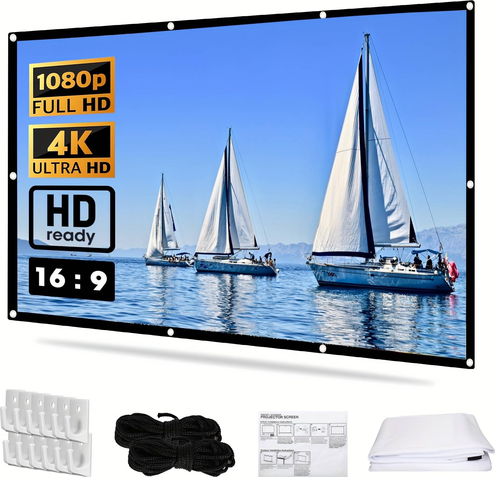 120 in projector screen Temu 100 120 Inch Portable Manual Projector Screen