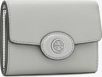 Tory burch wallet Tory Burch Small Robinson Pebbled Wallet - Light Granite