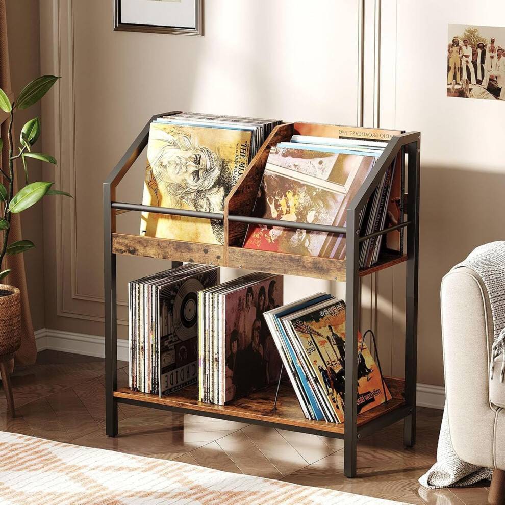 2-Tier Vinyl Record Storage Holder Rack