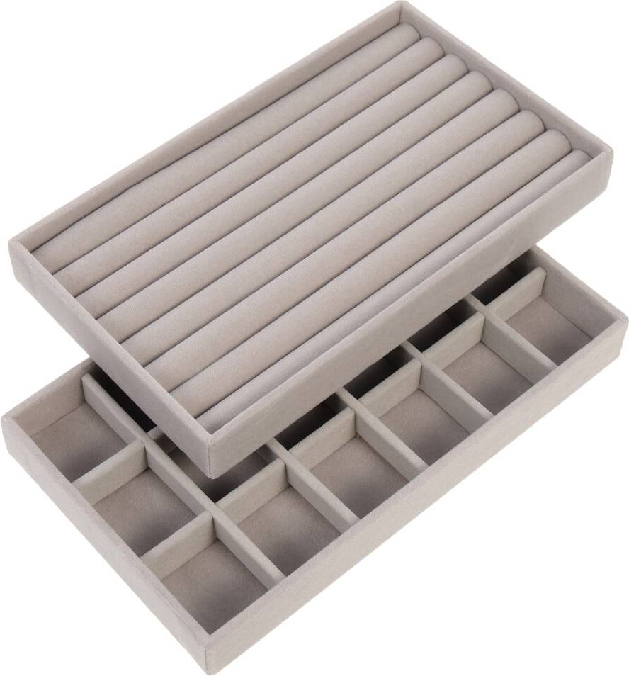 Happyyami Jewelry Storage Box Flannel Plate Stackable 2pcs
