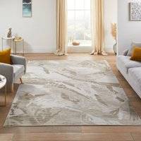 Modern Abstract Stain-Resistant Easy to Clean Machine Rug 240cm x 320cm Beige