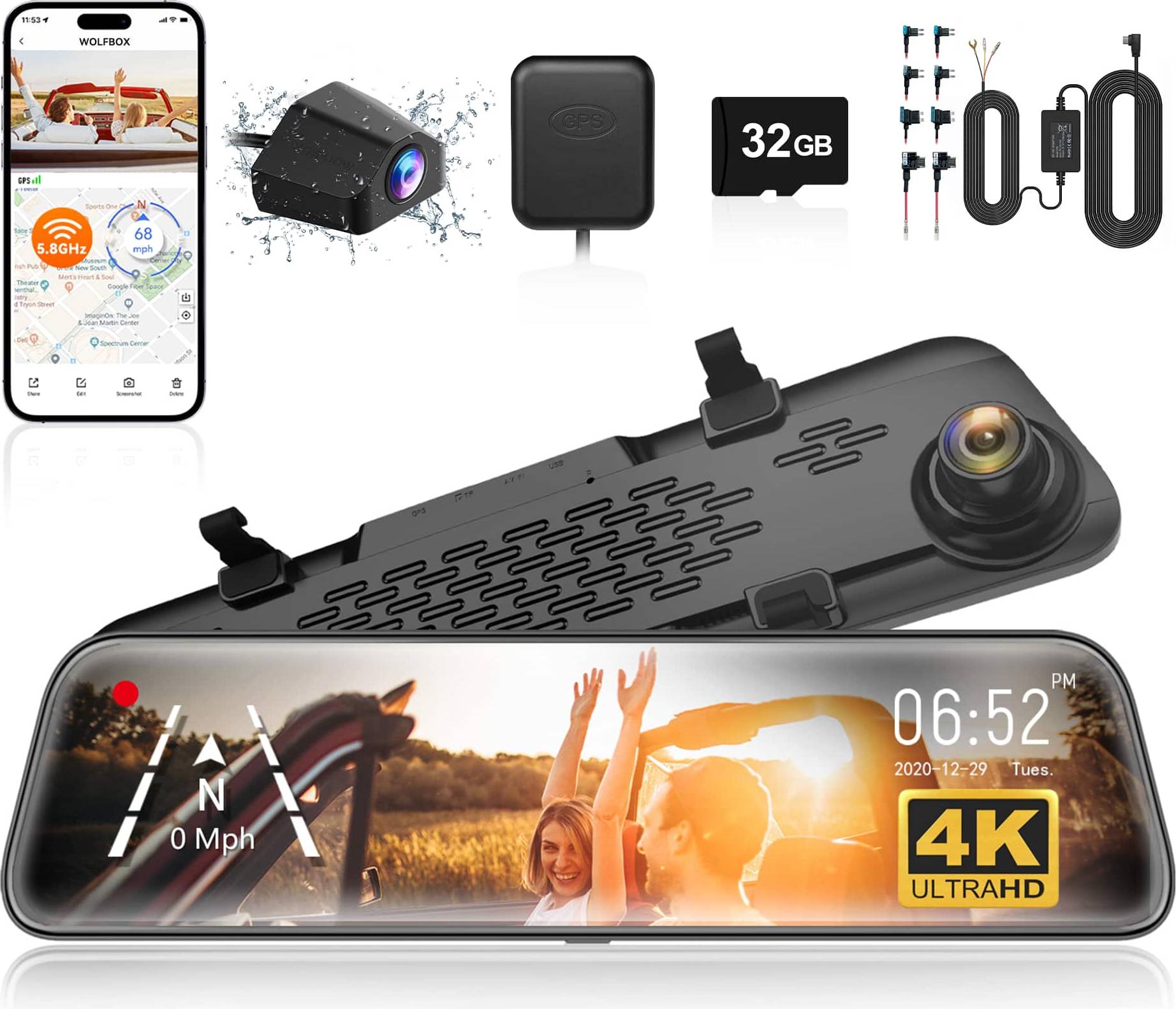 4K Rear View Mirror Dash Cam