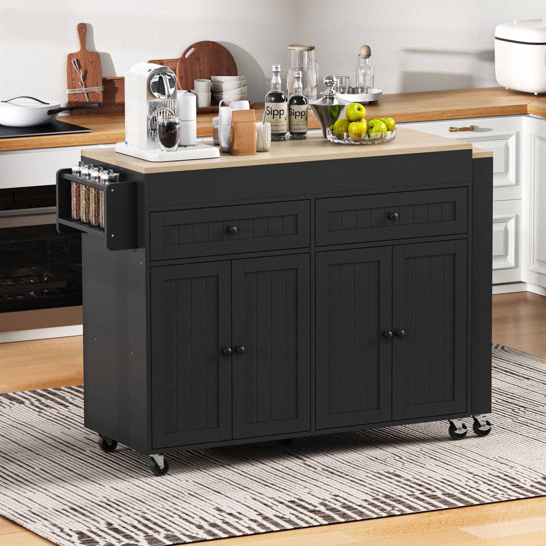 Wicker storage unit Direct Wicker Kitchen Island 4 Doors 2 Drawers Extendable Table