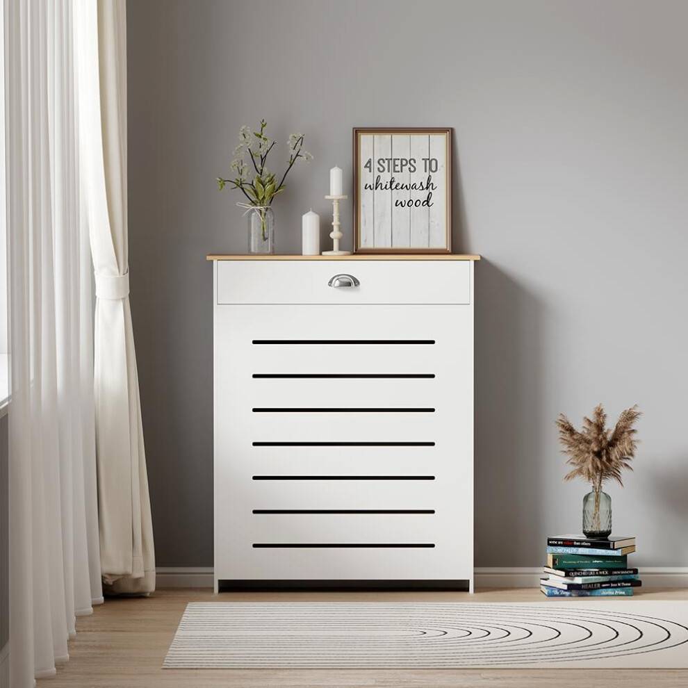 White radiator covers Home Source Batley Radiator Cover Grill Shelf Cabinet