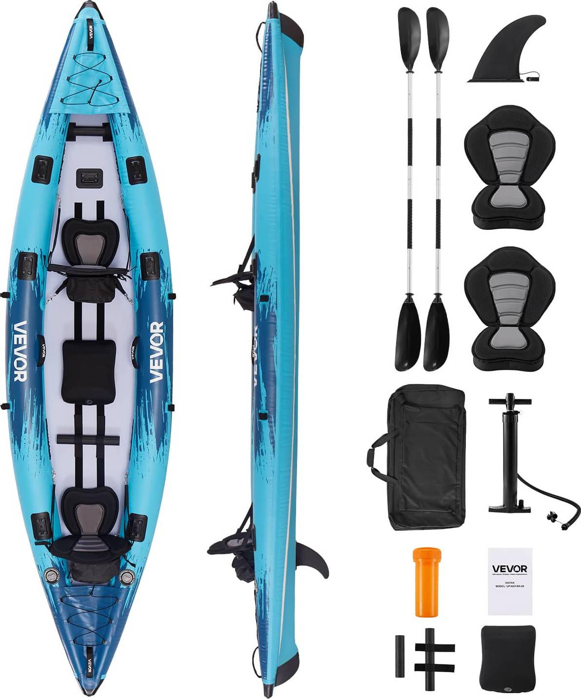 Inflatable kayaks VEVOR Inflatable Kayak 2-Person 700LBS Capacity