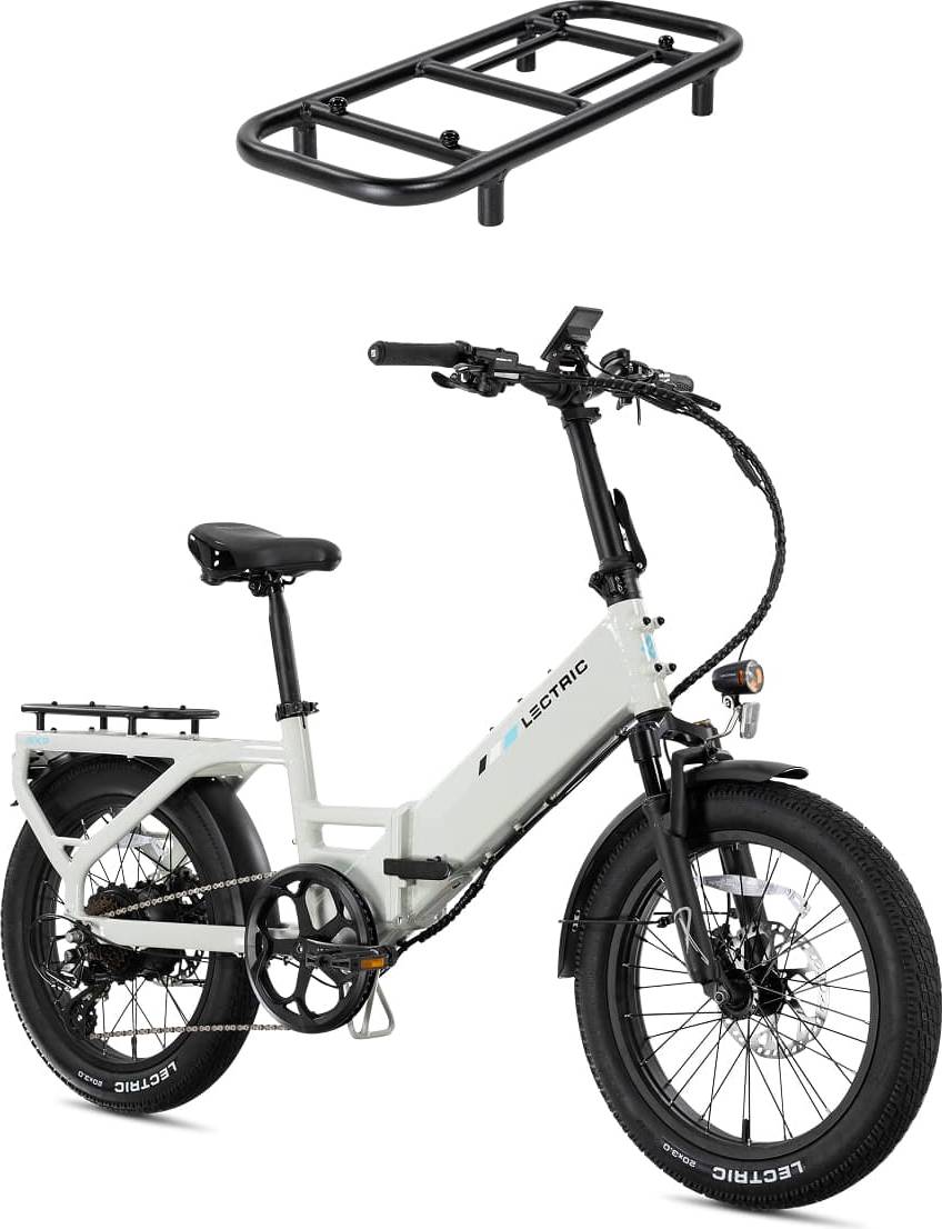 Foldable e bike XP4 Step-Thru Stratus White Foldable LevelUp Rack
