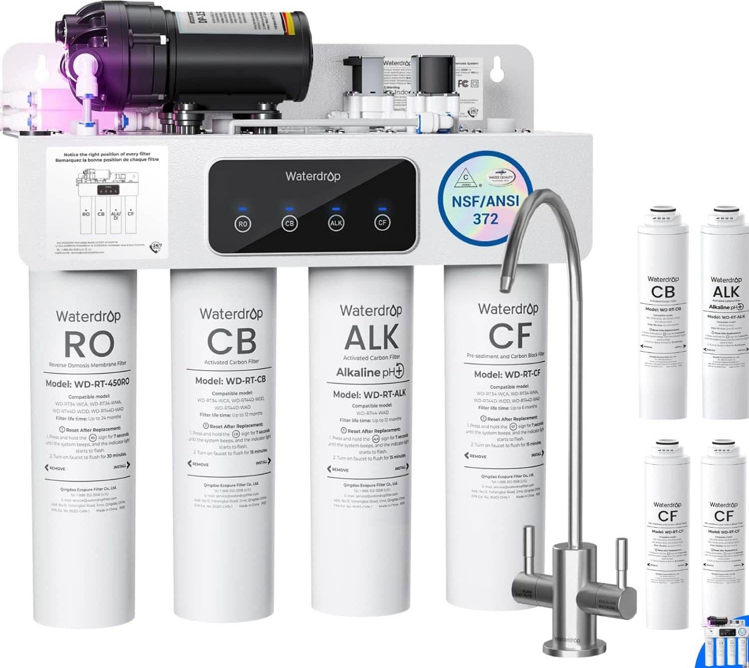 Ro water filter system Waterdrop WD-T4-A Alkaline pH RO System